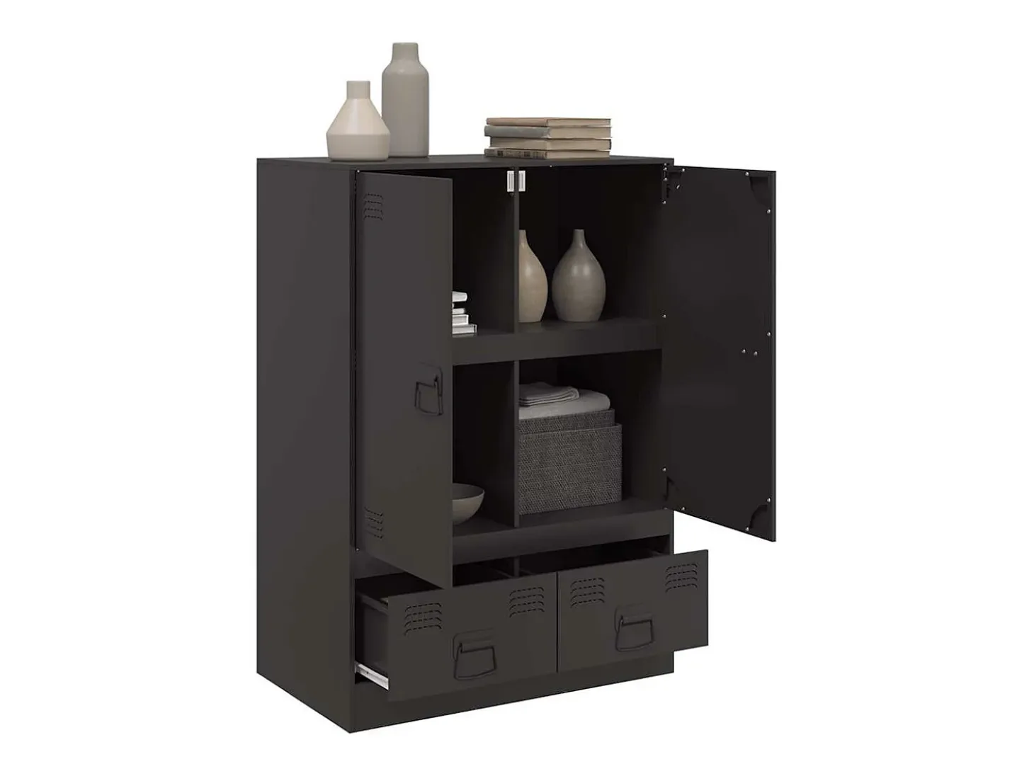 Aparador de acero negro 67x39x95 cm