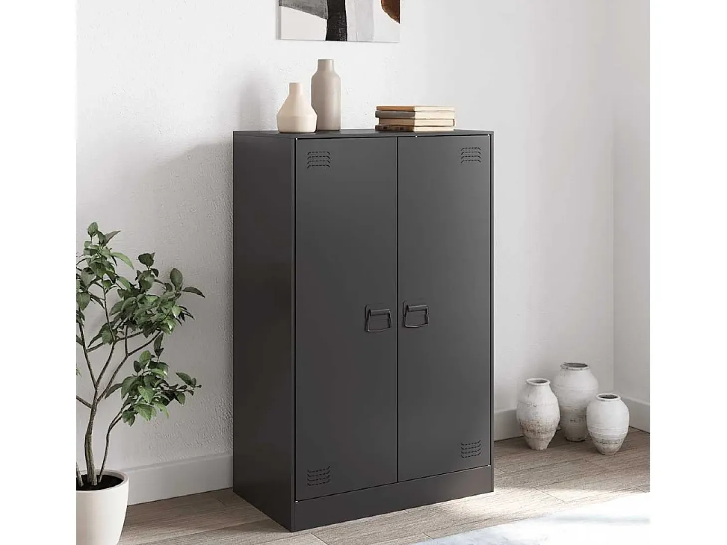 Aparador de acero negro 67x39x107 cm