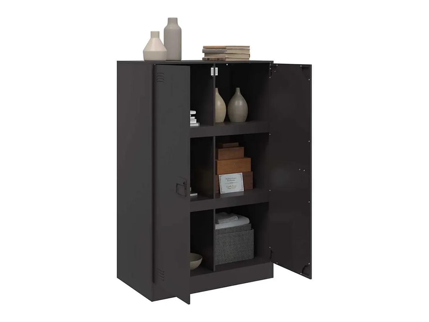 Aparador de acero negro 67x39x107 cm
