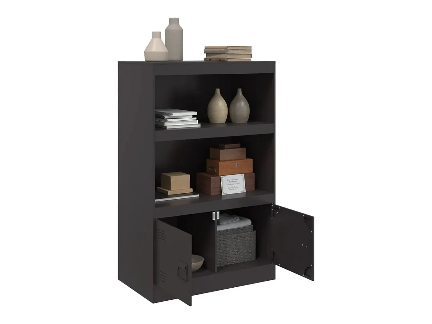 Aparador de acero negro 67x39x107 cm ES669852