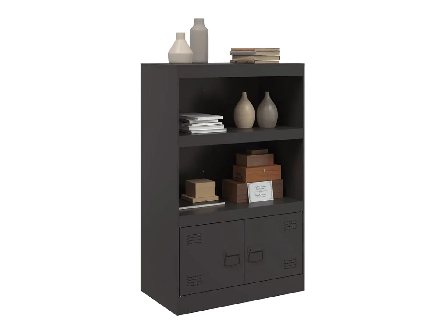 Aparador de acero negro 67x39x107 cm ES669852