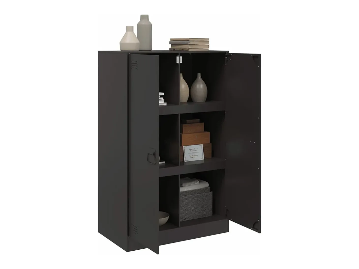 Aparador de acero negro 67x39x107 cm ES102358