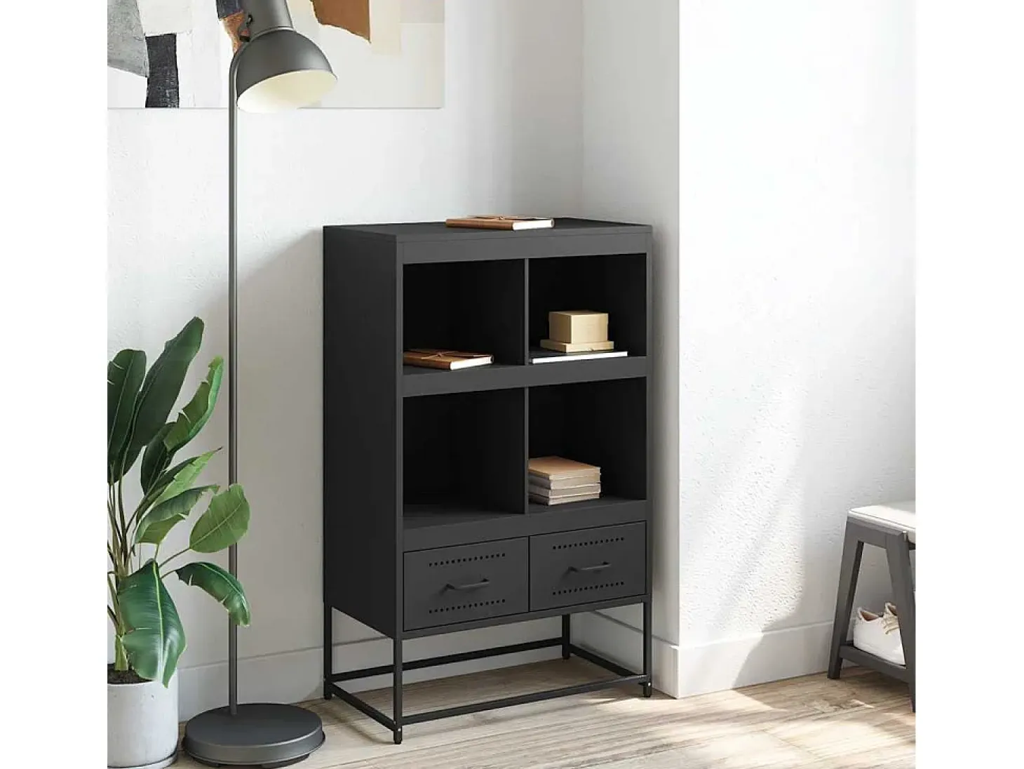 Aparador de acero negro 68x39x111,5 cm