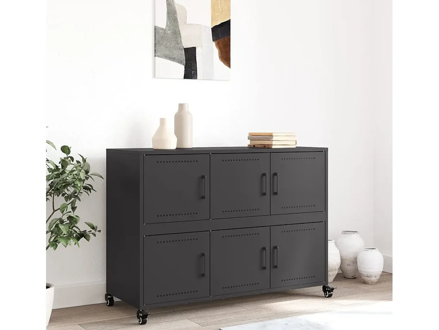 Aparador de acero negro 100,5x39x72 cm