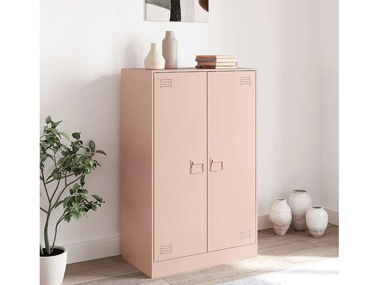 Aparador de acero rosa 67x39x107 cm