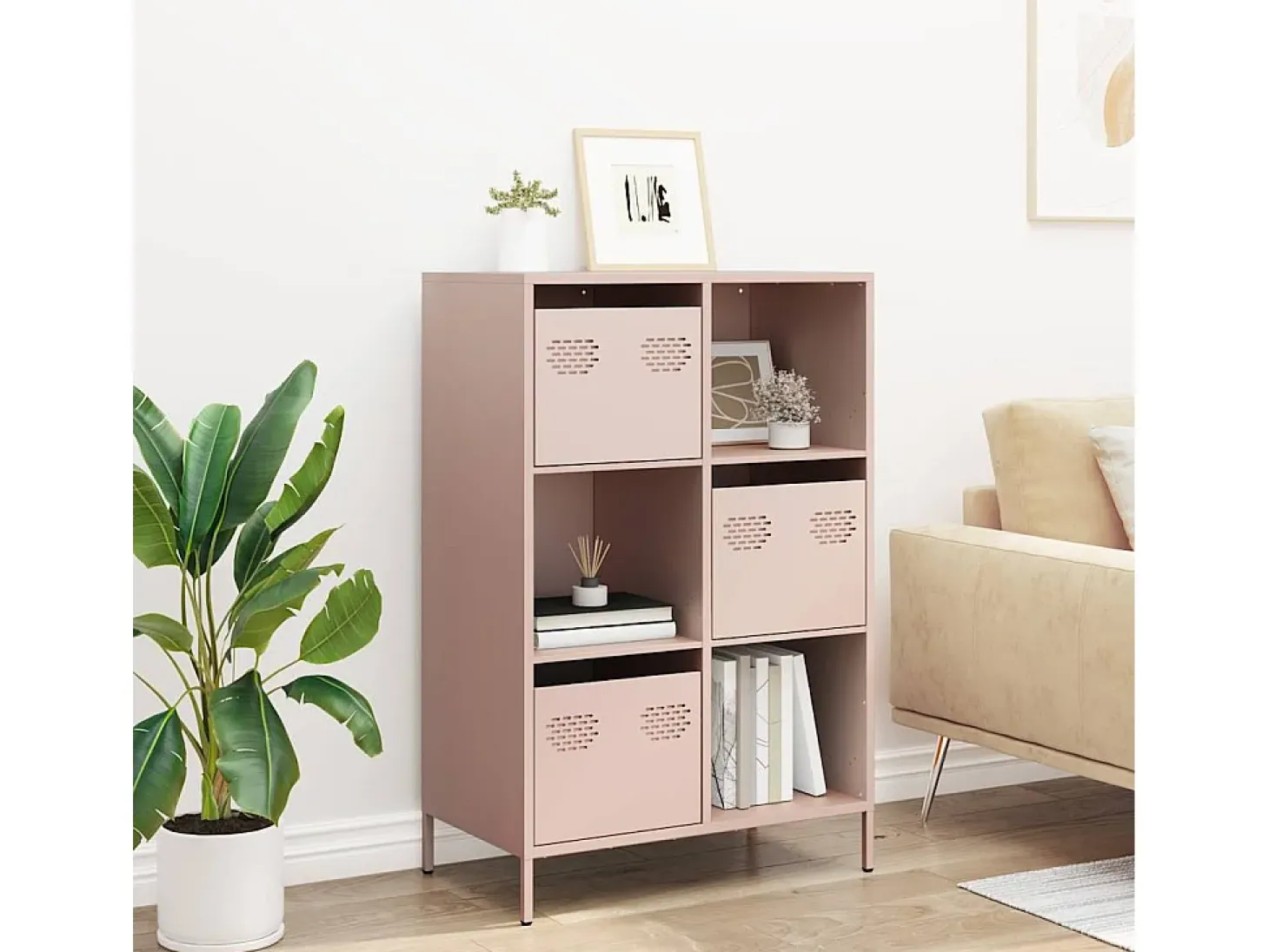 Aparador de acero rosa 68x39x103,5 cm