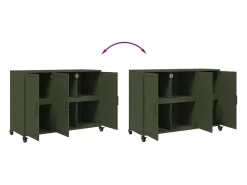 Aparador de acero verde oliva 100,5x39x72 cm