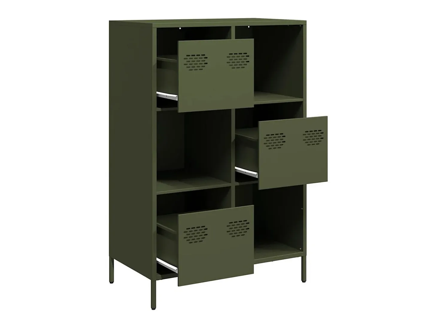 Aparador de acero verde oliva 68x39x103,5 cm