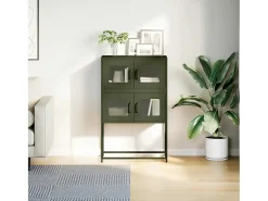 Aparador de acero verde oliva 68x39x107 cm
