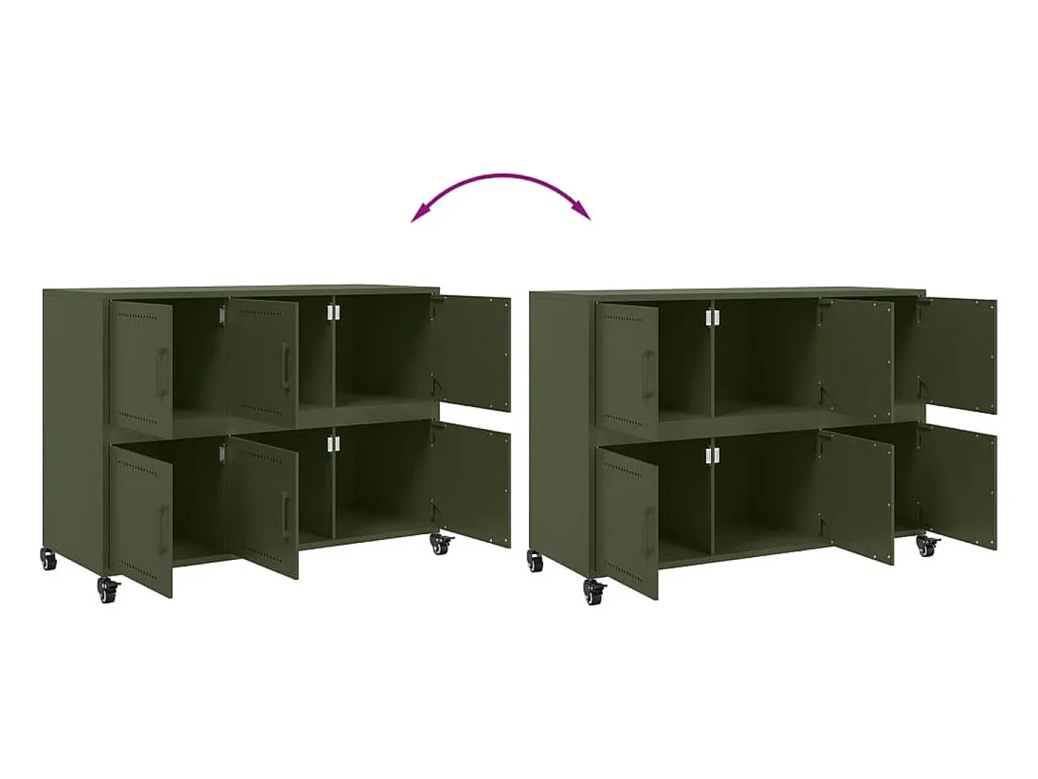 Aparador de acero verde oliva 100,5x39x72 cm