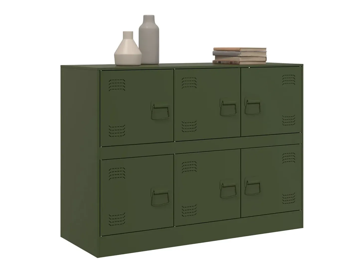 Aparador de acero verde oliva 99x39x73 cm