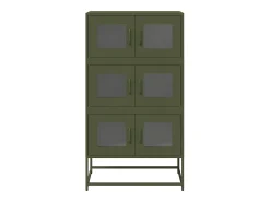 Aparador de acero verde oliva 68x39x123 cm