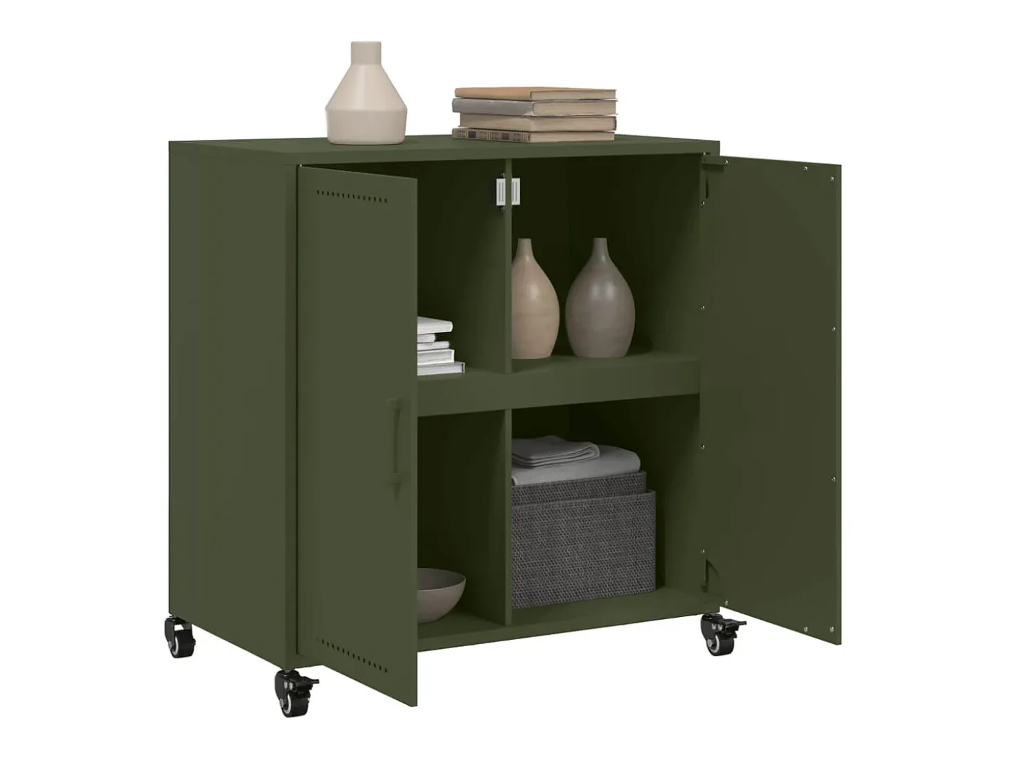 Aparador de acero verde oliva 68x39x72 cm