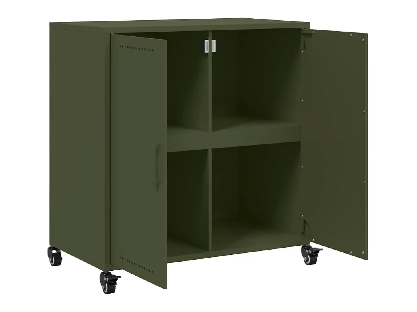 Aparador de acero verde oliva 68x39x72 cm