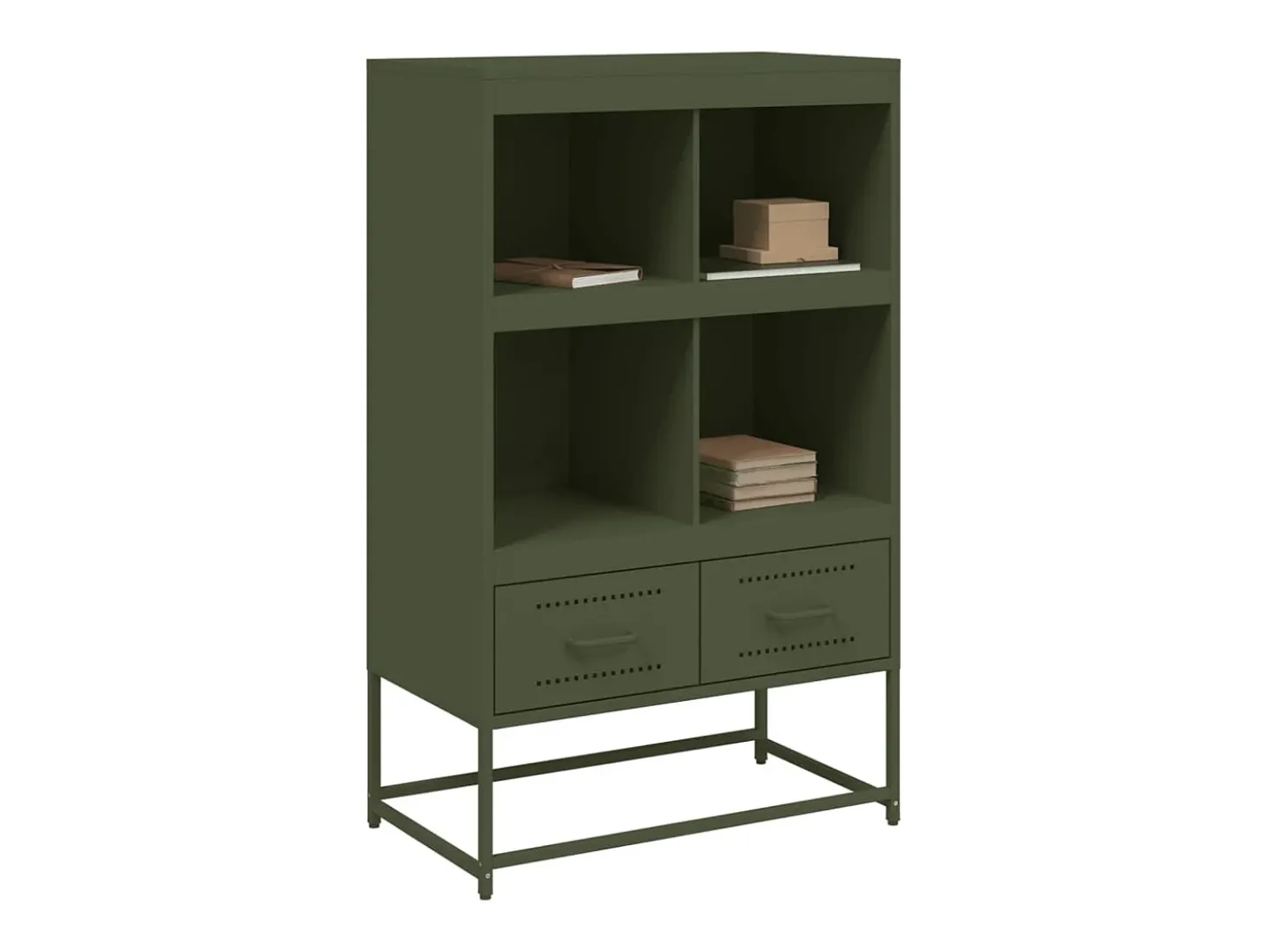 Aparador de acero verde oliva 68x39x111,5 cm
