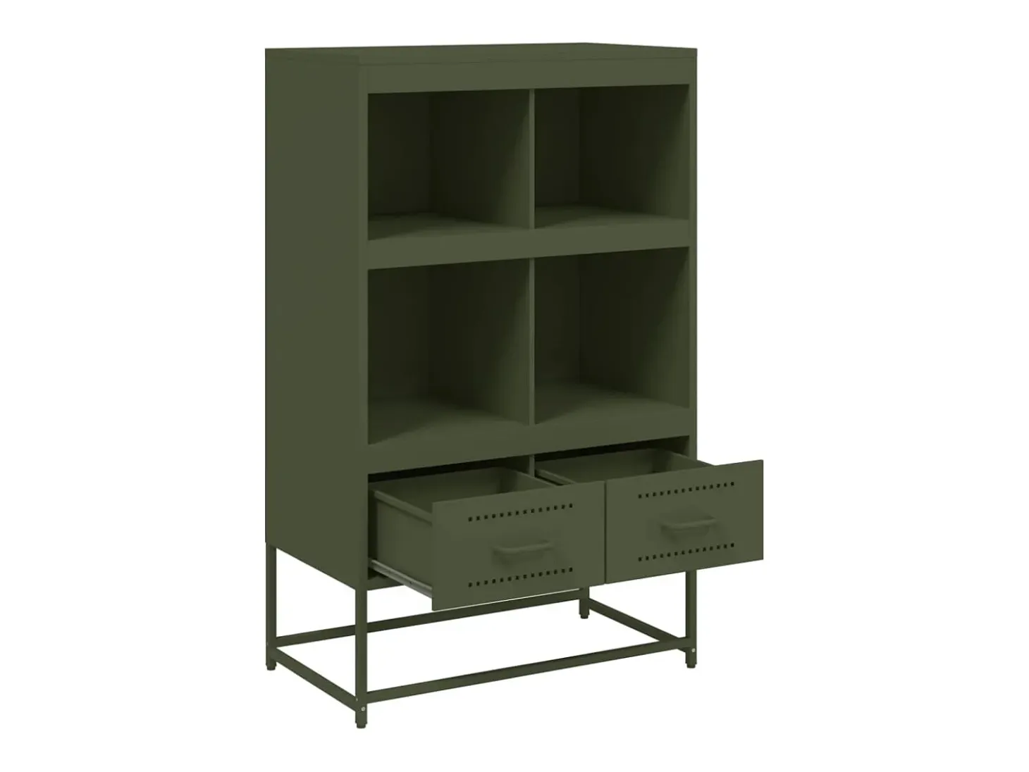 Aparador de acero verde oliva 68x39x111,5 cm