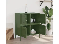 Aparador de acero verde oliva 68x39x79 cm