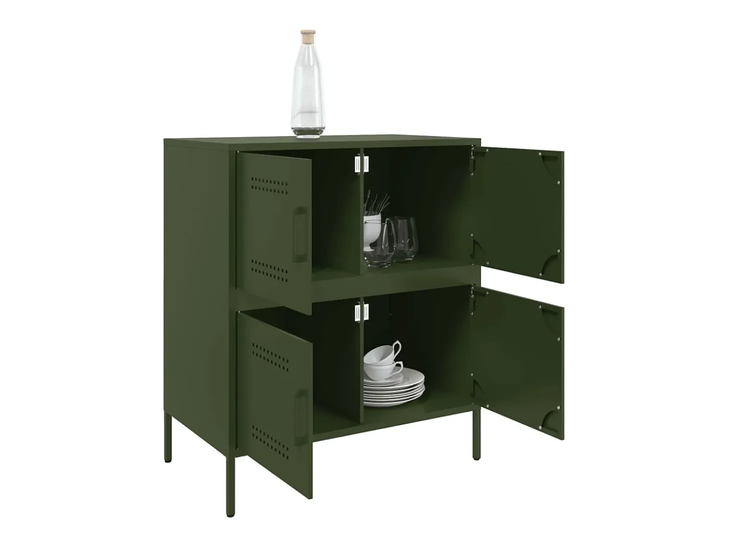 Aparador de acero verde oliva 68x39x79 cm
