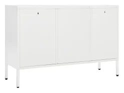 Aparador de acero y vidrio templado blanco 105x35x70 cm