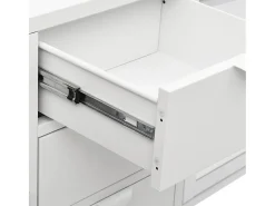 Aparador de acero y vidrio templado blanco 105x35x70 cm