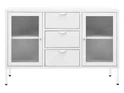 Aparador de acero y vidrio templado blanco 105x35x70 cm