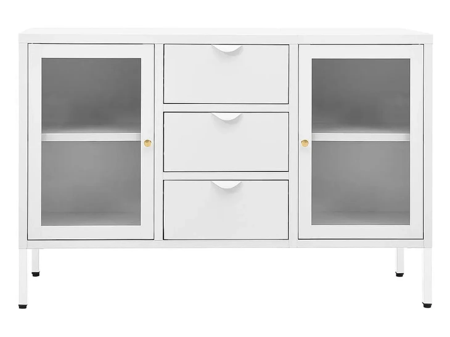 Aparador de acero y vidrio templado blanco 105x35x70 cm