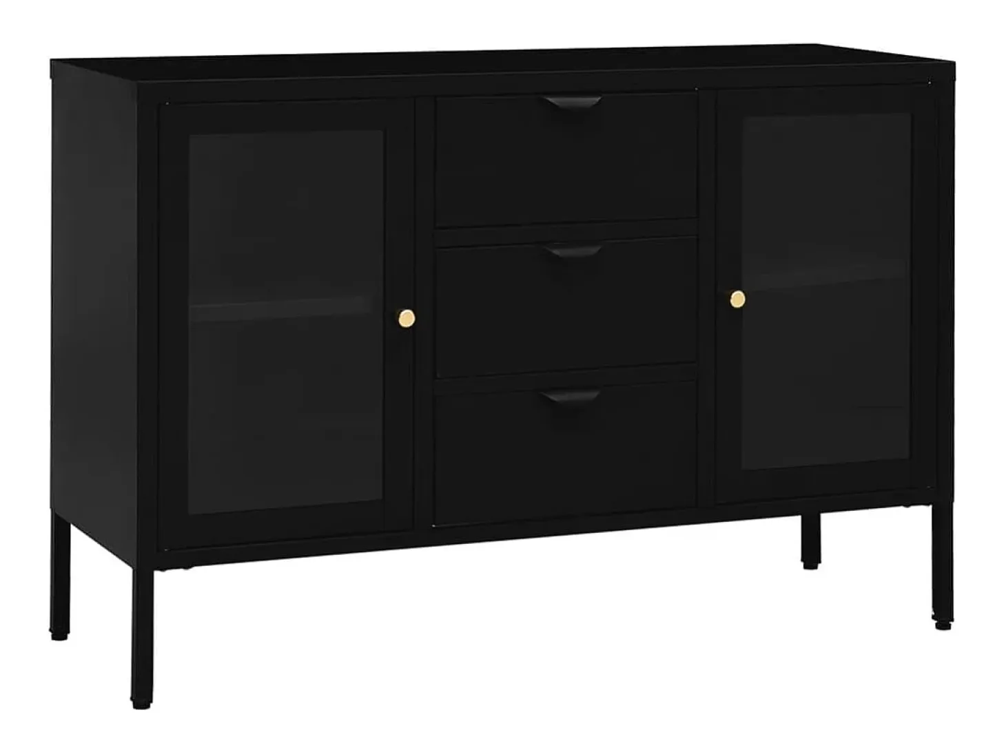 Aparador de acero y vidrio negro 105x35x70 cm