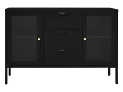 Aparador de acero y vidrio negro 105x35x70 cm