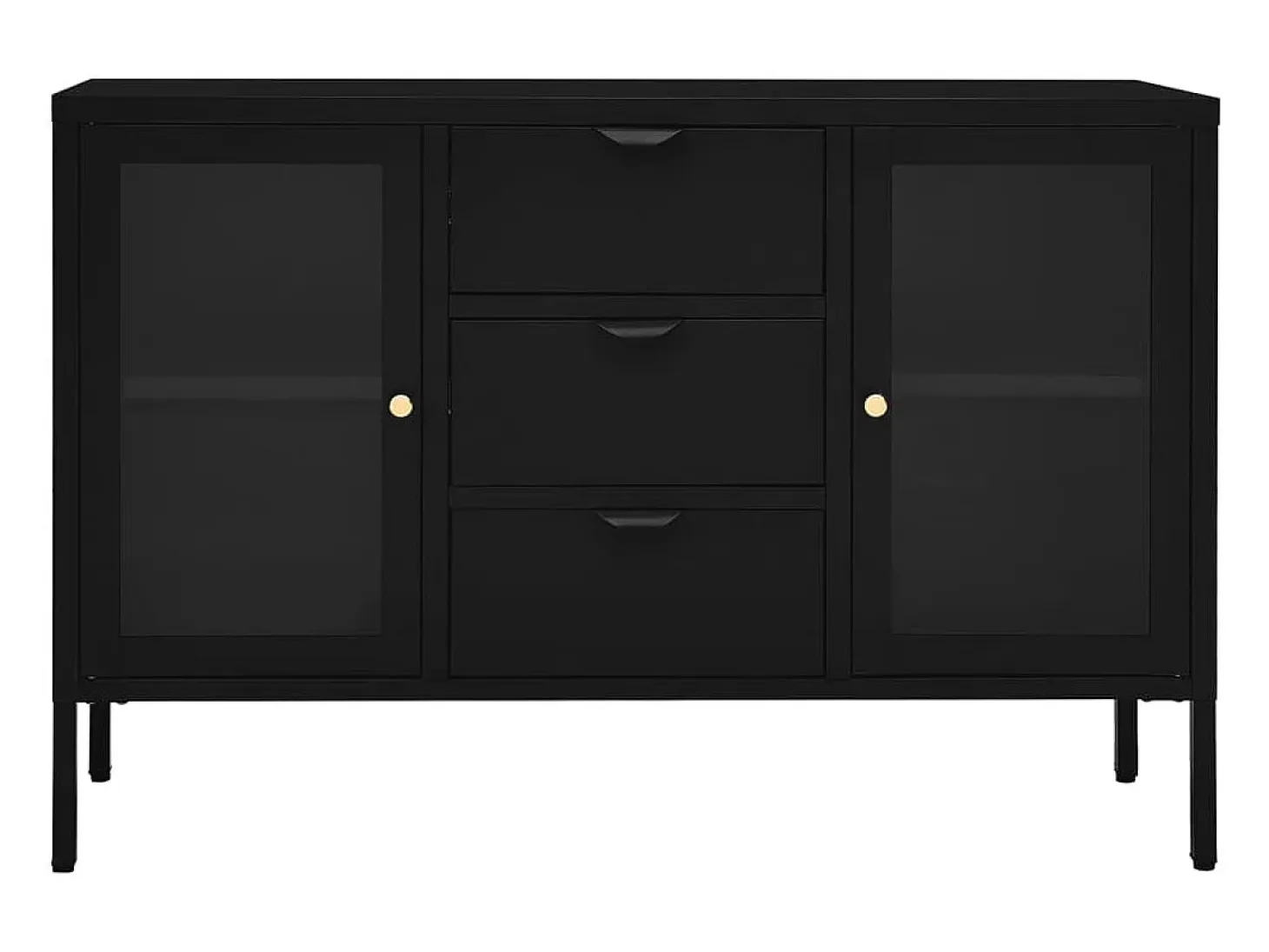 Aparador de acero y vidrio negro 105x35x70 cm
