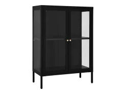 Aparador de acero y vidrio negro 75x35x105 cm