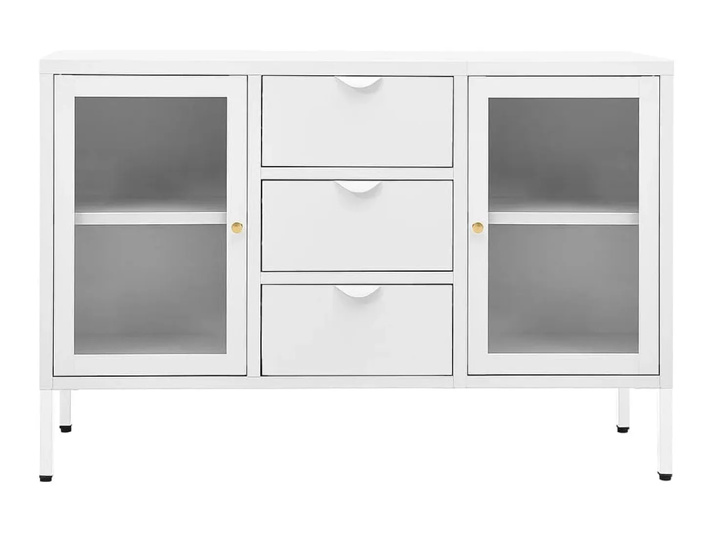 Aparador de acero y vidrio templado blanco 105x35x70 cm ES11700