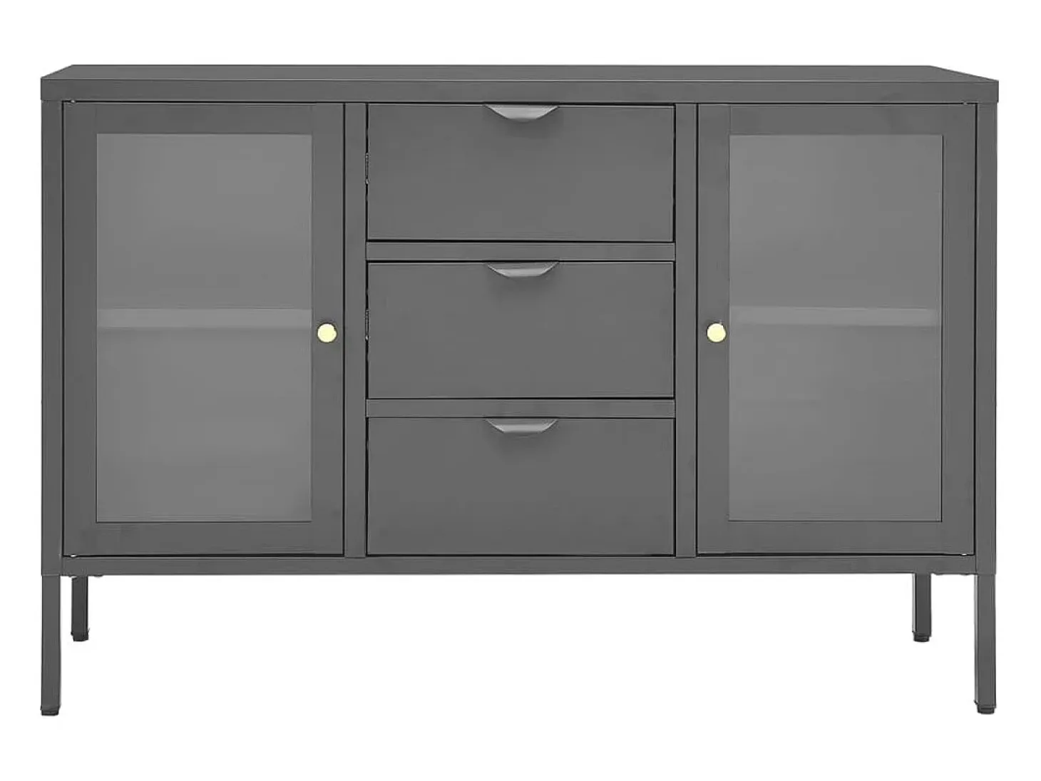 Aparador de acero y vidrio templado blanco 105x35x70 cm