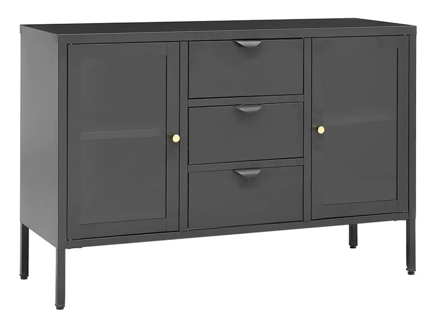 Aparador de acero y vidrio templado blanco 105x35x70 cm