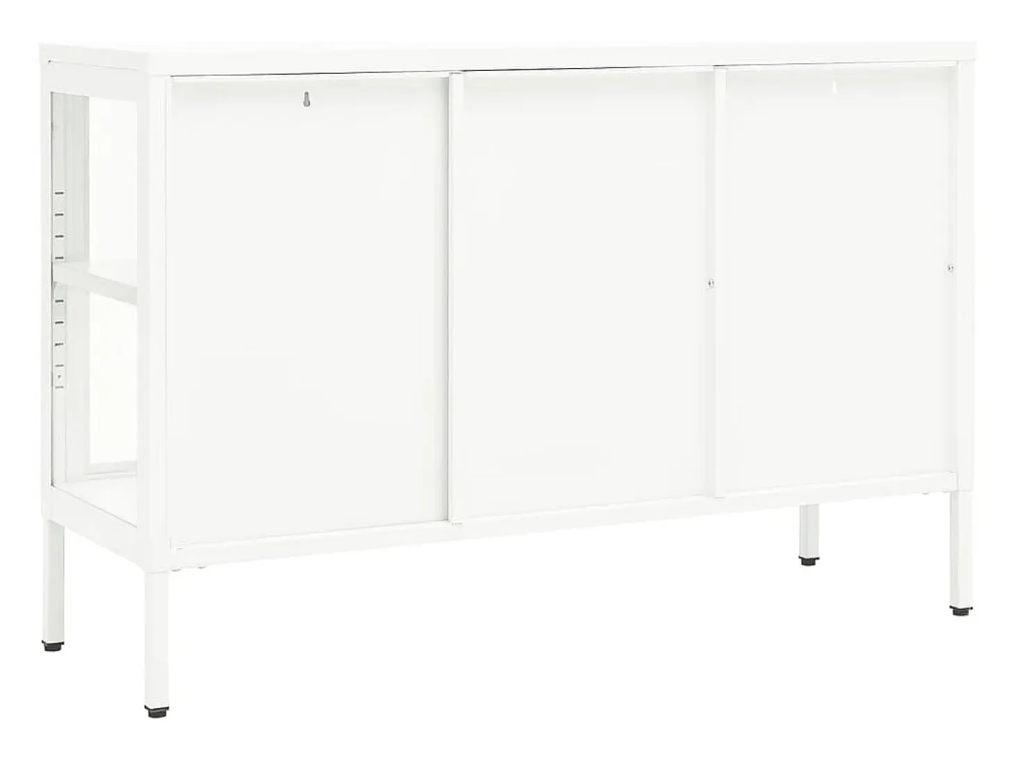 Aparador de acero y vidrio blanco 105x35x70 cm