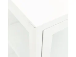 Aparador de acero y vidrio blanco 105x35x70 cm
