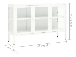 Aparador de acero y vidrio blanco 105x35x70 cm
