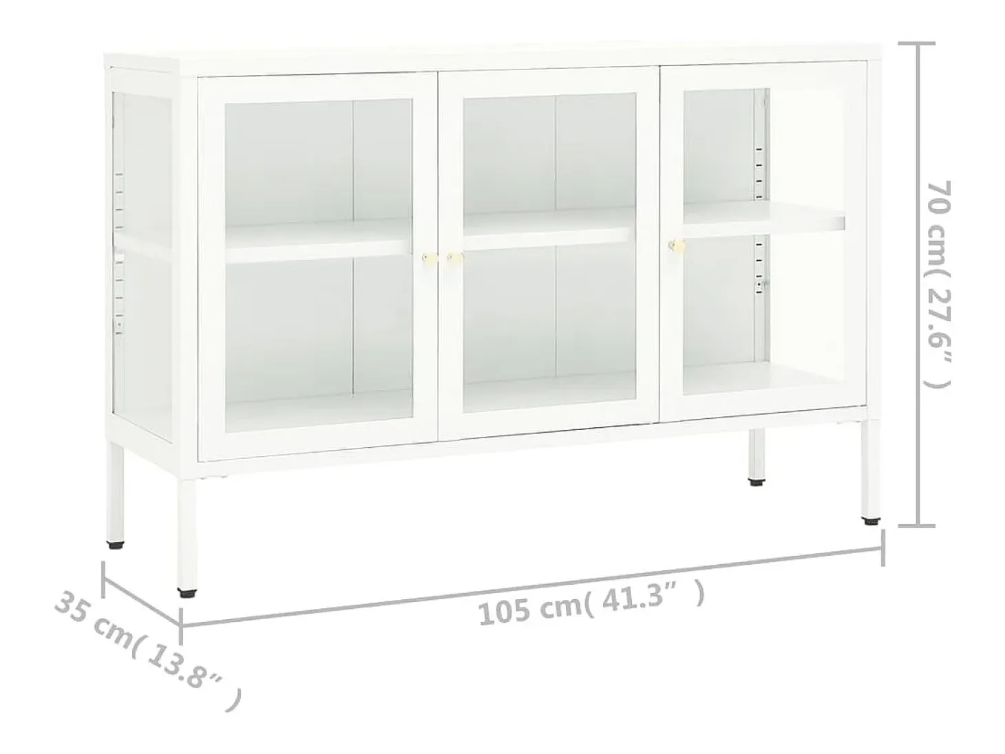 Aparador de acero y vidrio blanco 105x35x70 cm