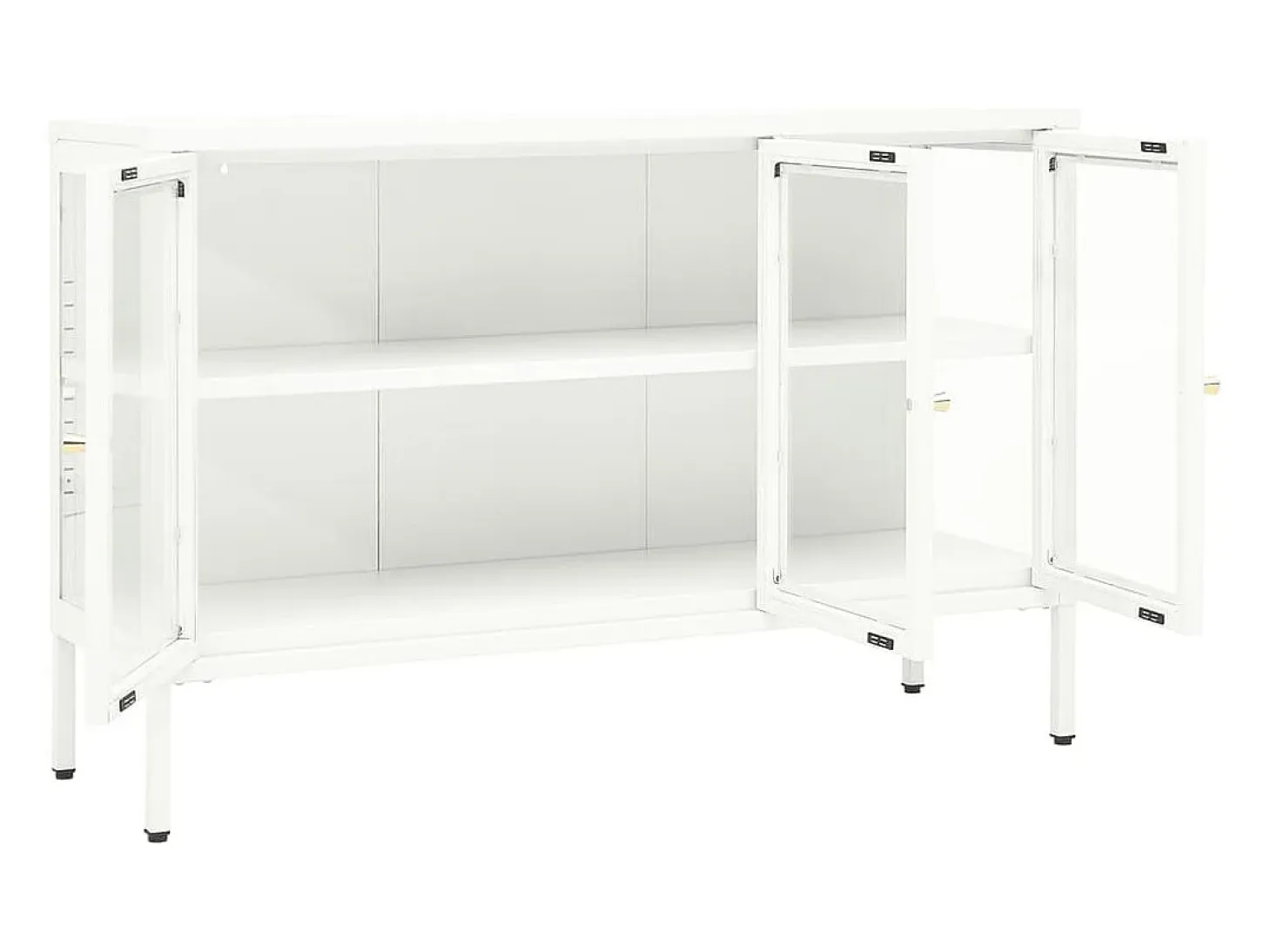 Aparador de acero y vidrio blanco 105x35x70 cm