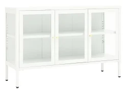 Aparador de acero y vidrio blanco 105x35x70 cm