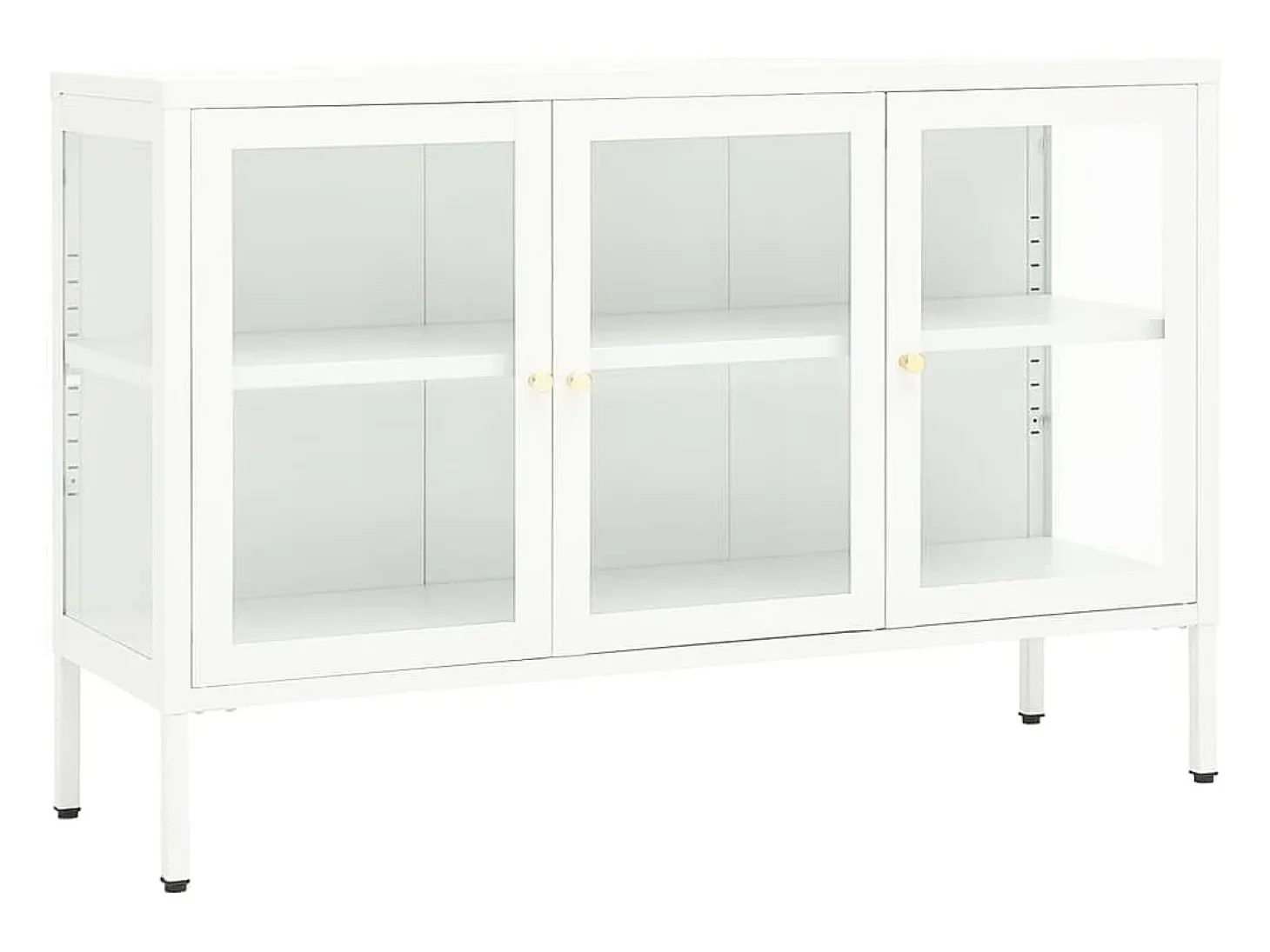 Aparador de acero y vidrio blanco 105x35x70 cm