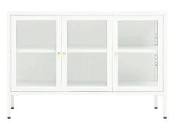 Aparador de acero y vidrio blanco 105x35x70 cm