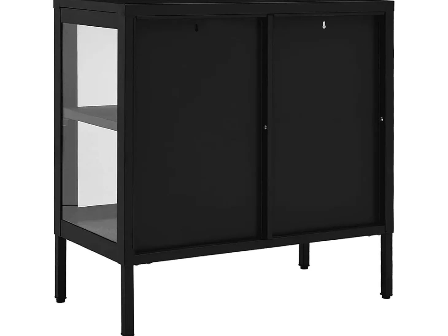 Aparador de acero y vidrio negro 70x35x70 cm ES61949