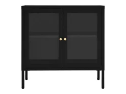 Aparador de acero y vidrio negro 70x35x70 cm ES61949