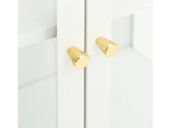 Aparador de acero y vidrio blanco 75x35x105 cm