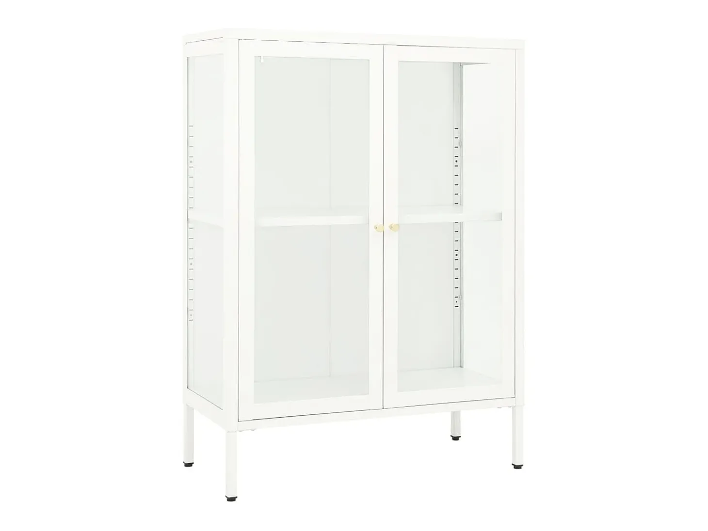 Aparador de acero y vidrio blanco 75x35x105 cm