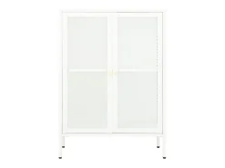 Aparador de acero y vidrio blanco 75x35x105 cm