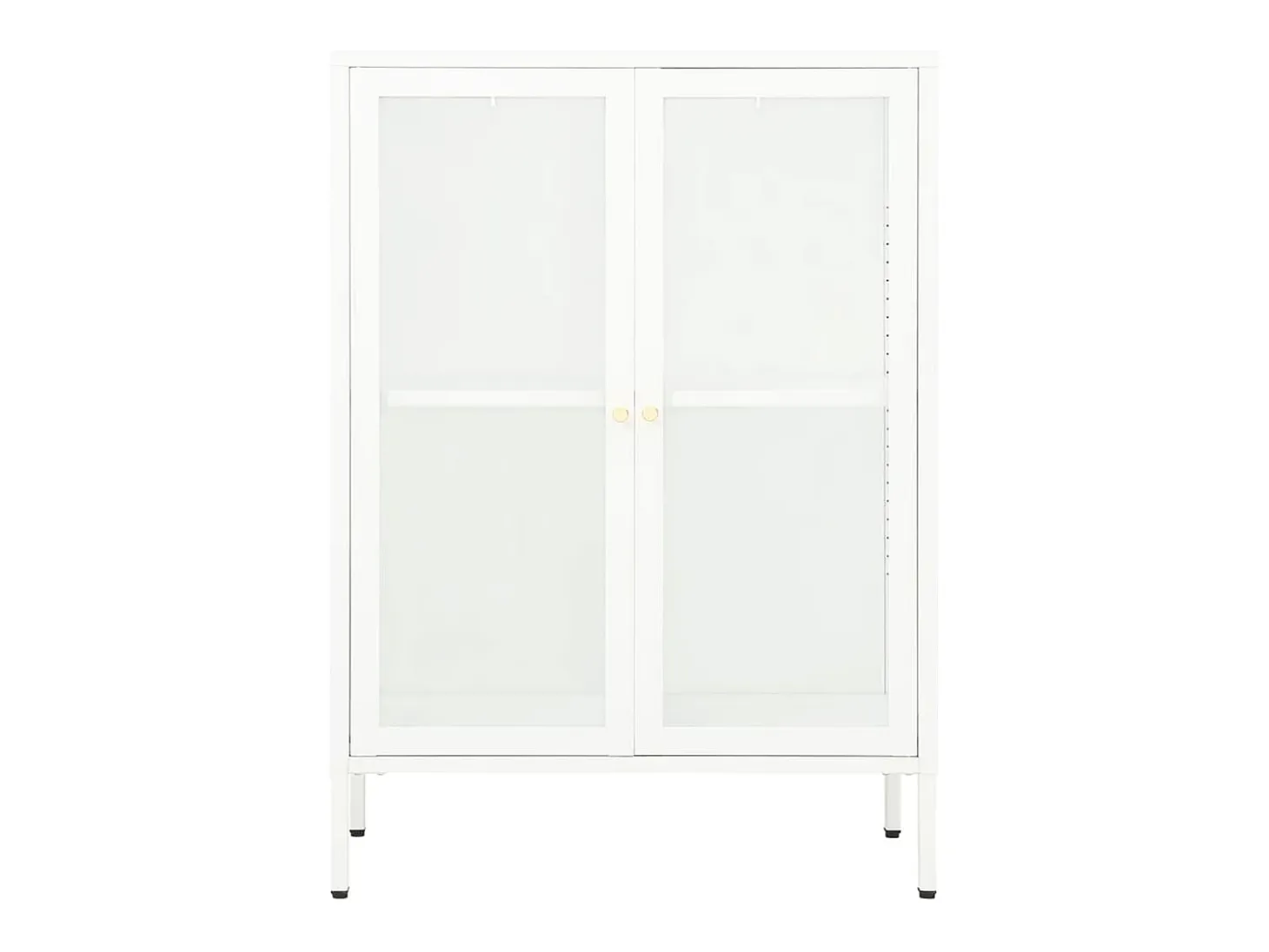 Aparador de acero y vidrio blanco 75x35x105 cm