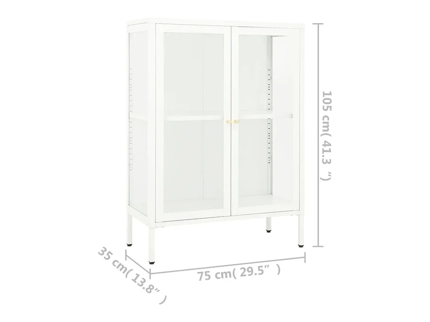 Aparador de acero y vidrio blanco 75x35x105 cm