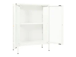 Aparador de acero y vidrio blanco 75x35x105 cm