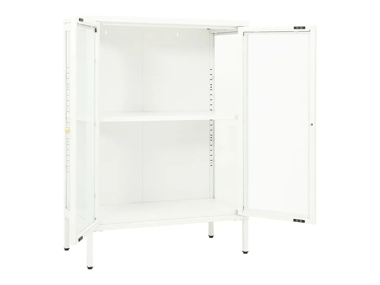 Aparador de acero y vidrio blanco 75x35x105 cm